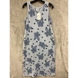 Hot Cotton by Marc Ware Women's S Blue Floral Print Maxi Dress Sleeveless USA‎